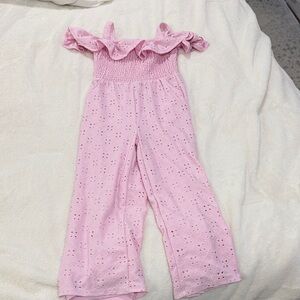 Tahari Pink Eyelet Ruffle Jumpsuit for Kids